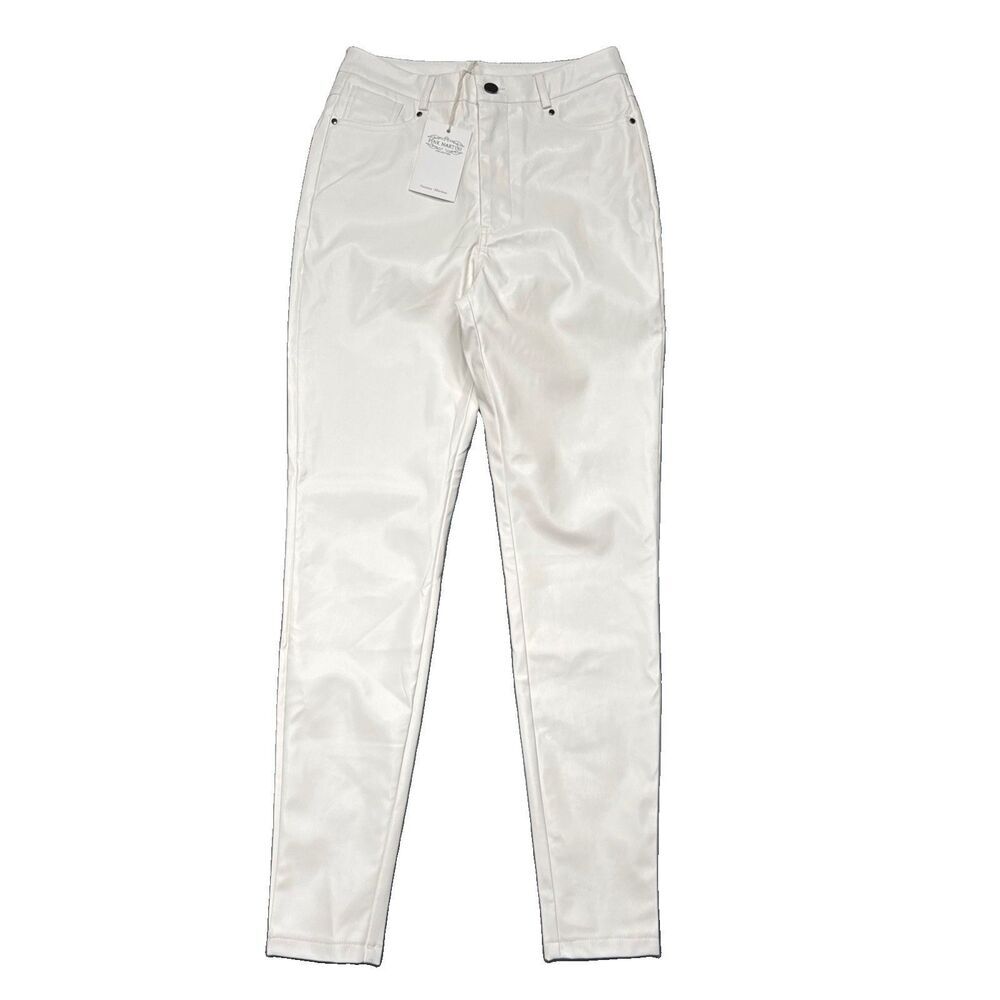 Pink Martini Pleather Night Walk Faux Leather Pants XS (25x27.5) White Women NWT